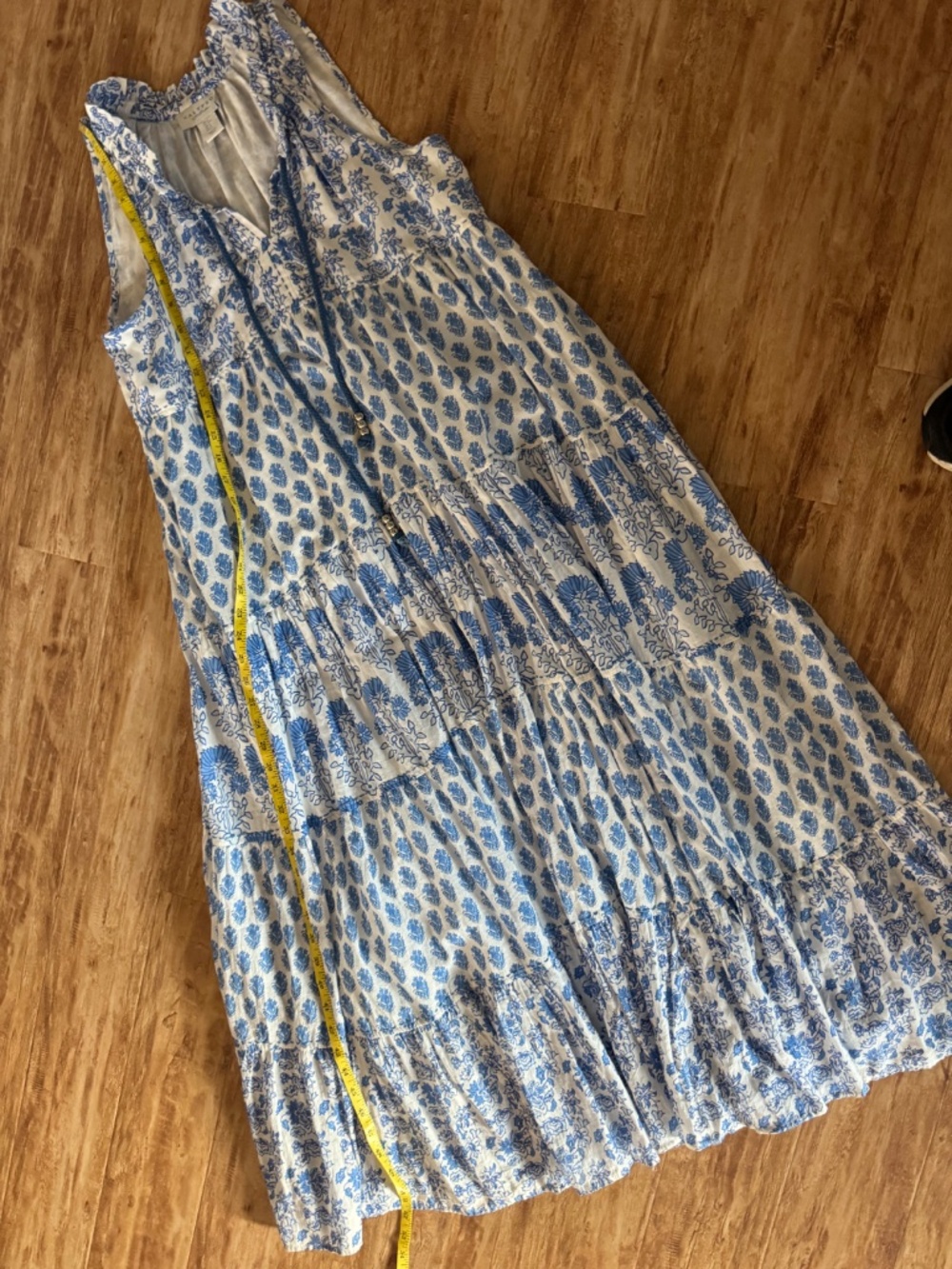 NEW Calypso St Barth Maxi Dress Blue White Print Cotton Lined Sleeveless Small - Picture 11 of 16